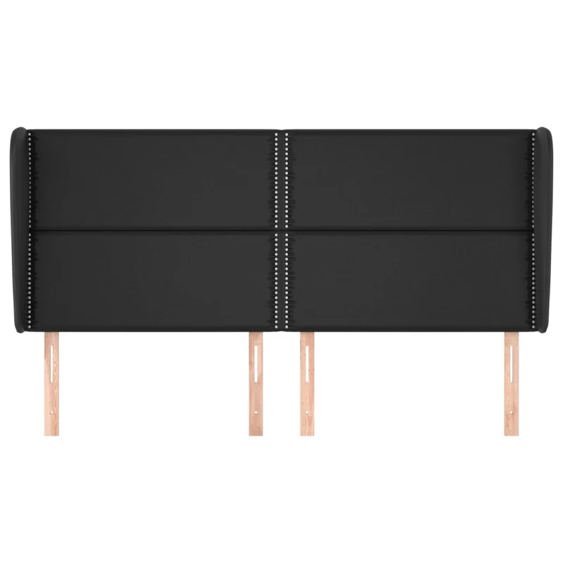 Tête de lit accessoire couchage chambre à coucher meuble avec rebord latéral 183 x 23 x 118/128 cm synthétique noir TDL0204509