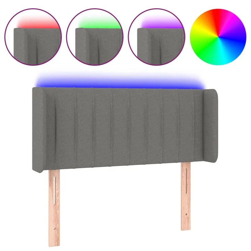 Tête de lit accessoire couchage chambre à coucher meuble à LED 93 x 16 x 78/88 cm tissu gris foncé TDL0200982
