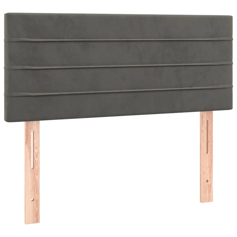 Cadre de lit LED avec sommier tête de lit matelas 90x200cm tissu velours gris foncé TDL0208246
