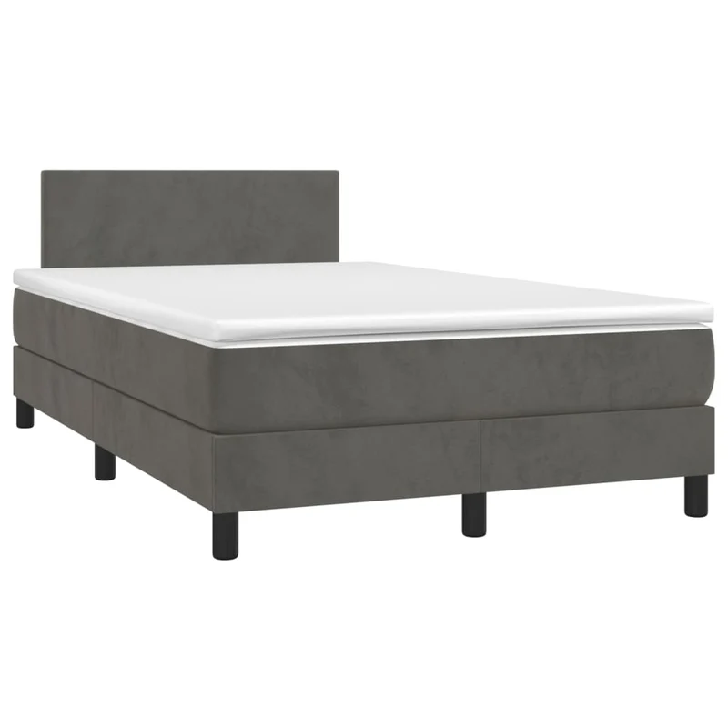 Cadre de lit LED avec sommier tête de lit matelas surmatelas 120x200 cm tissu velours gris foncé TDL0207729