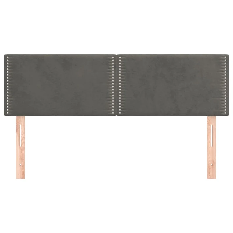 Tête de lit accessoire couchage chambre à coucher meuble en 2 parties 72 x 5 x 78/88 cm tissu velours gris foncé TDL0206364