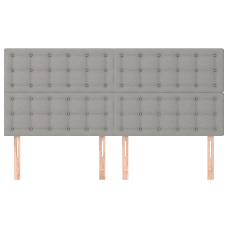 Tête de lit accessoire couchage chambre à coucher meuble en 4 parties 100 x 5 x 78/88 cm tissu gris clair TDL0206044