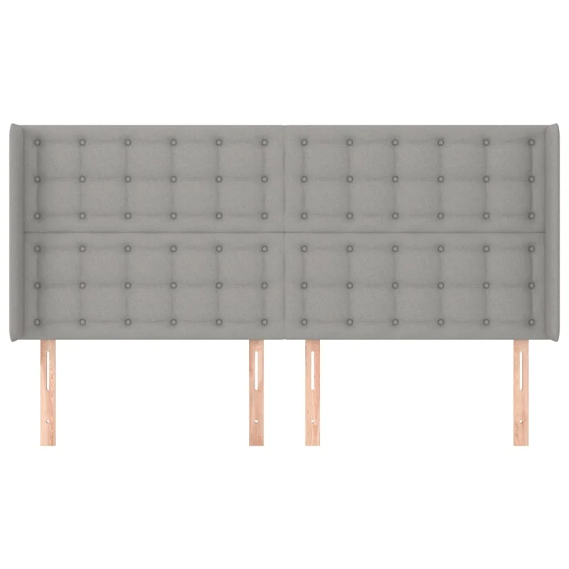 Tête de lit accessoire couchage chambre à coucher meuble avec rebord latéral 203 x 16 x 118/128 cm tissu gris clair TDL0205191