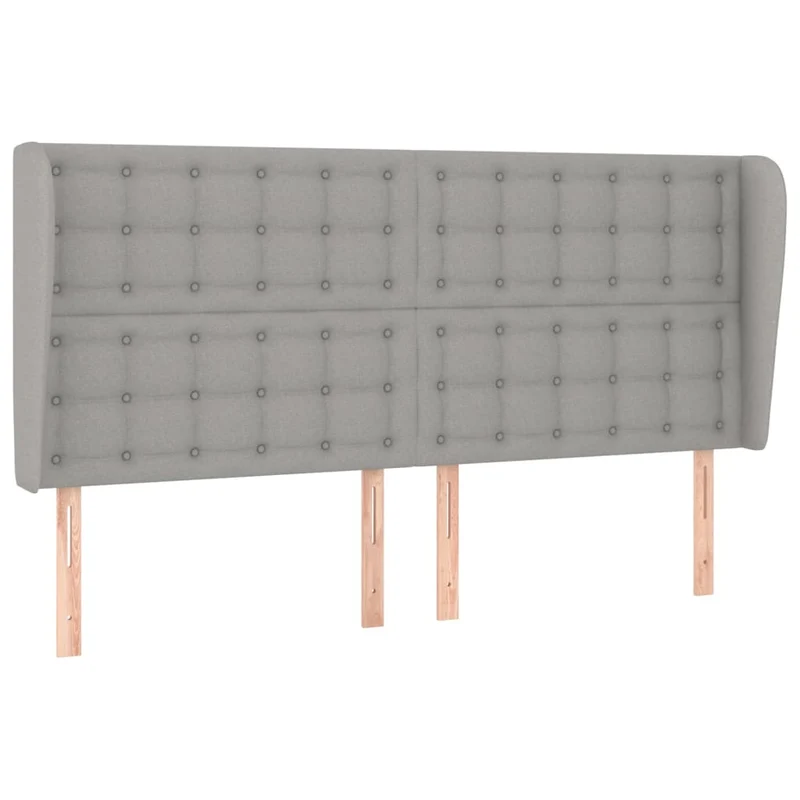 Tête de lit accessoire couchage chambre à coucher meuble avec rebord latéral 203 x 23 x 118/128 cm tissu gris clair TDL0205169