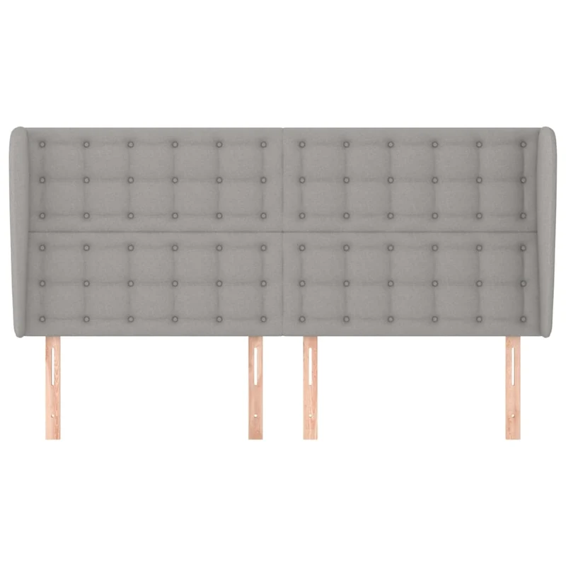 Tête de lit accessoire couchage chambre à coucher meuble avec rebord latéral 203 x 23 x 118/128 cm tissu gris clair TDL0205169