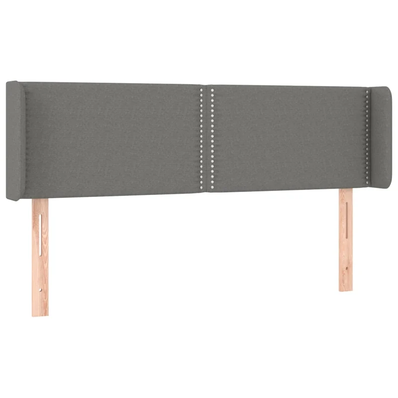 Tête de lit accessoire couchage chambre à coucher meuble avec rebord latéral 147 x 16 x 78/88 cm tissu gris foncé TDL0205017