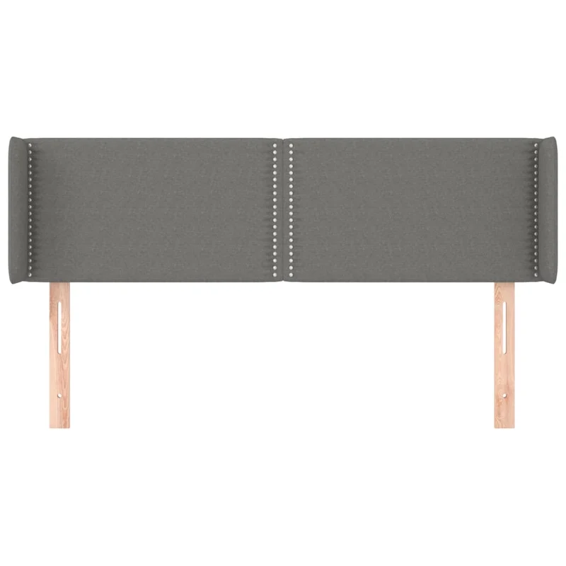Tête de lit accessoire couchage chambre à coucher meuble avec rebord latéral 147 x 16 x 78/88 cm tissu gris foncé TDL0205017