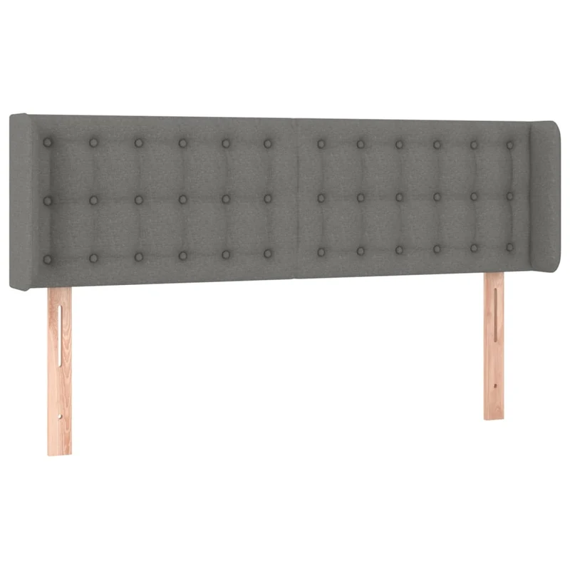 Tête de lit accessoire couchage chambre à coucher meuble avec rebord latéral capitonné 147 x 16 x 78/88 cm tissu gris foncé TDL0205015