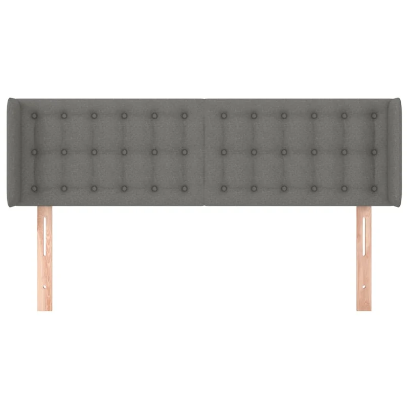 Tête de lit accessoire couchage chambre à coucher meuble avec rebord latéral capitonné 147 x 16 x 78/88 cm tissu gris foncé TDL0205015