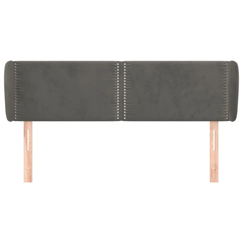 Tête de lit accessoire couchage chambre à coucher meuble avec rebord latéral 147 x 23 x 78/88 cm tissu velours gris foncé TDL0204990