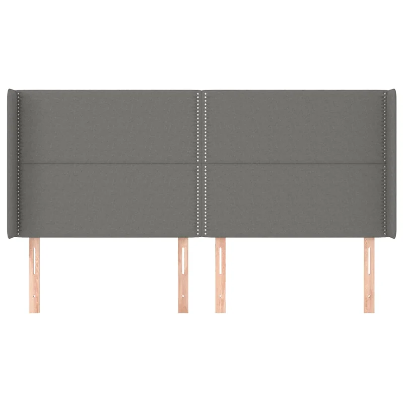 Tête de lit accessoire couchage chambre à coucher meuble avec rebord latéral 203 x 16 x 118/128 cm tissu gris foncé TDL0204952