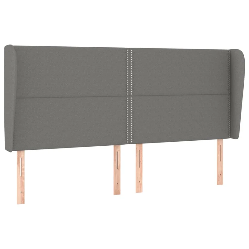Tête de lit accessoire couchage chambre à coucher meuble avec rebord latéral 203 x 23 x 118/128 cm tissu gris foncé TDL0204931