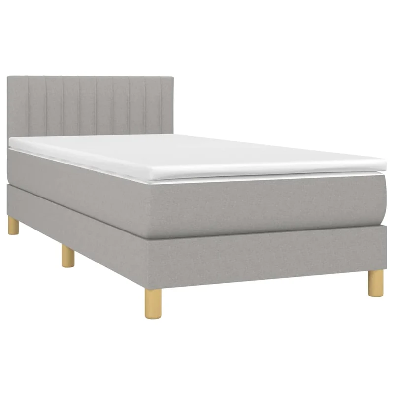 Cadre de lit LED avec sommier tête de lit matelas 90x200cm tissu gris clair TDL0209449