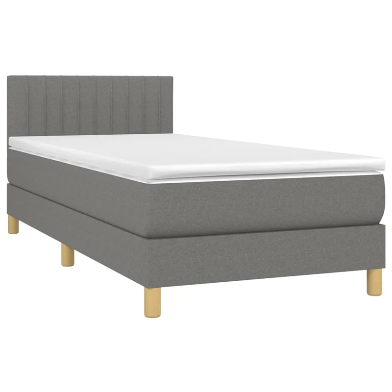 Cadre de lit LED avec sommier tête de lit matelas 90x200cm tissu gris foncé TDL0209367