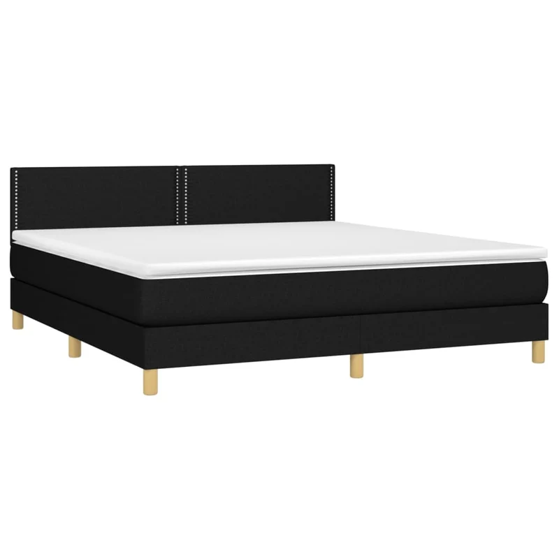 Cadre de lit LED avec sommier tête de lit matelas 180x200 cm tissu noir TDL0209163