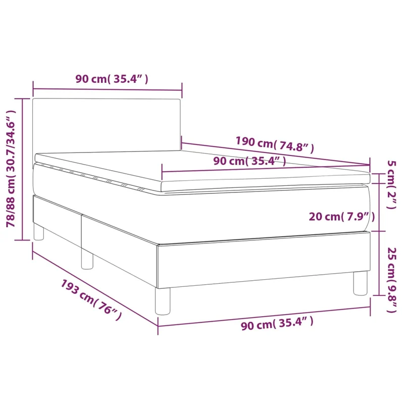 Cadre de lit LED avec sommier tête de lit matelas 90x190cm tissu velours gris clair TDL0208475
