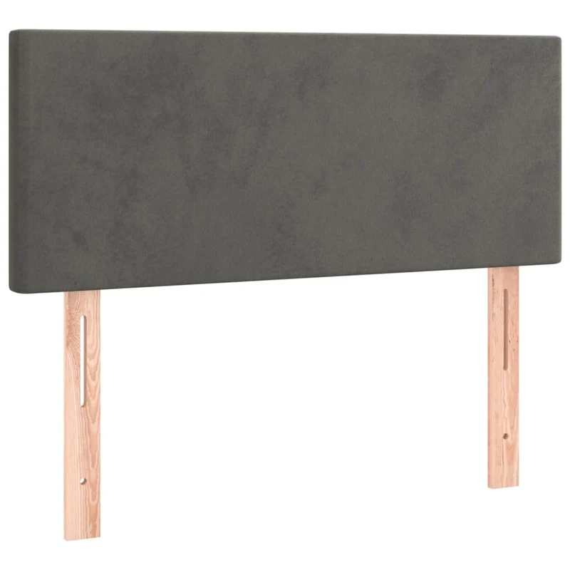 Cadre de lit LED avec sommier tête de lit matelas 90x200cm tissu velours gris foncé TDL0208245