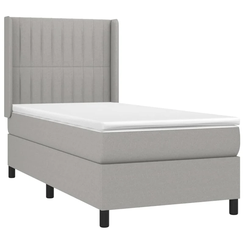 Cadre de lit LED avec sommier tête de lit matelas surmatelas 100x200 cm tissu gris clair TDL0207958