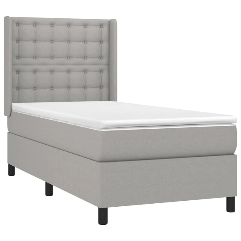 Cadre de lit LED avec sommier tête de lit matelas surmatelas 100x200 cm tissu gris clair TDL0207947