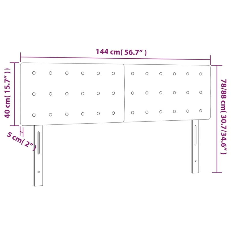 Tête de lit accessoire couchage chambre à coucher meuble en 2 parties 72 x 5 x 78/88 cm tissu gris clair TDL0206433