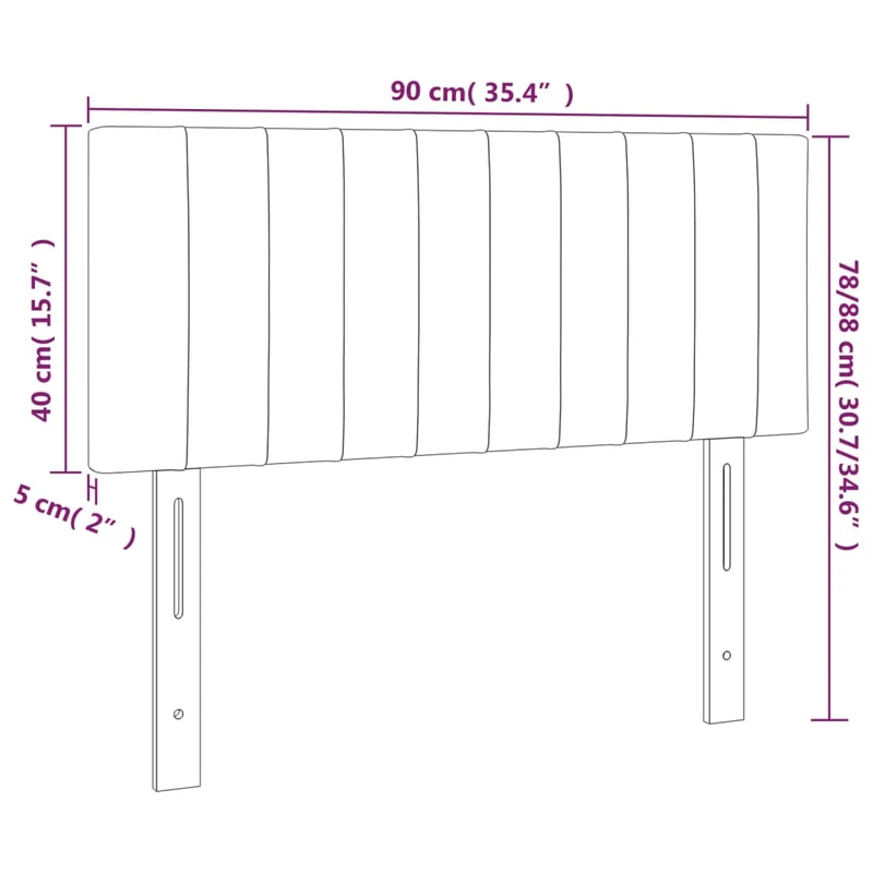 Tête de lit accessoire couchage chambre à coucher meuble 90 x 5 x 78/88 cm tissu gris clair TDL0203204