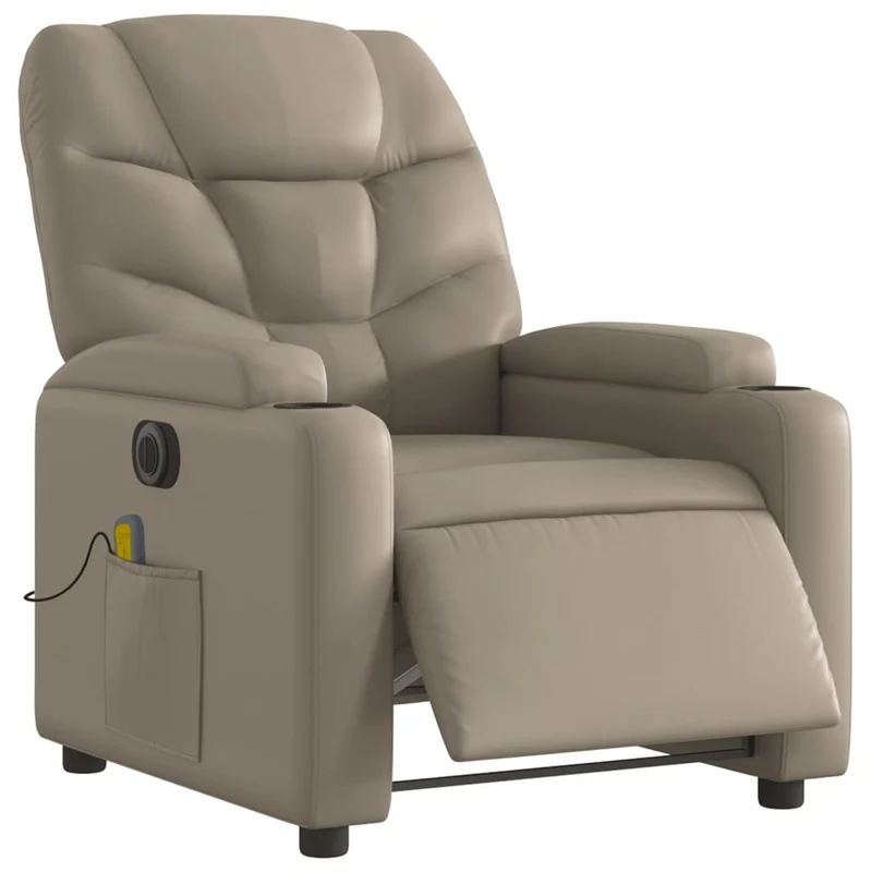Fauteuil de relaxation TV fonction massage inclinable électrique 6 points de massage PVC couleur cappuccino DEC027138