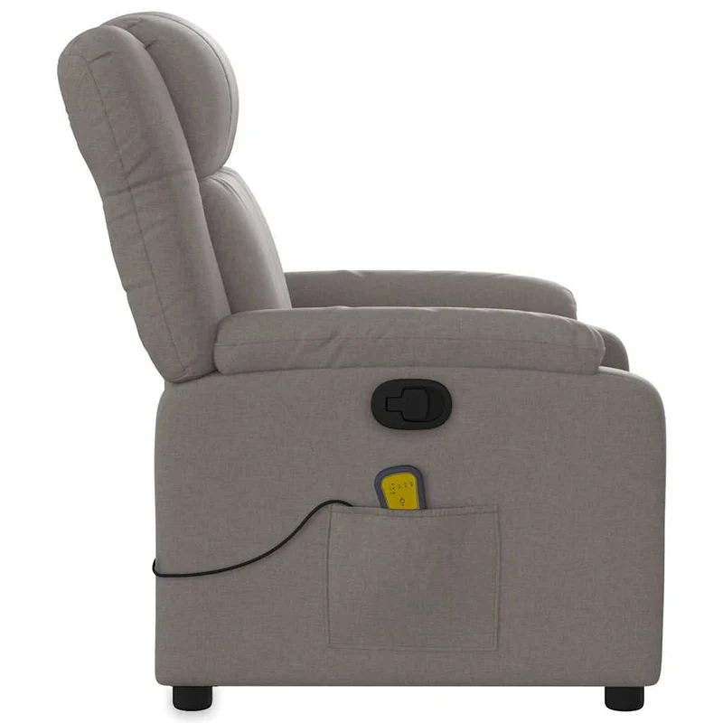 Fauteuil de relaxation TV fonction massage inclinable 6 points de massage en tissu taupe DEC027109