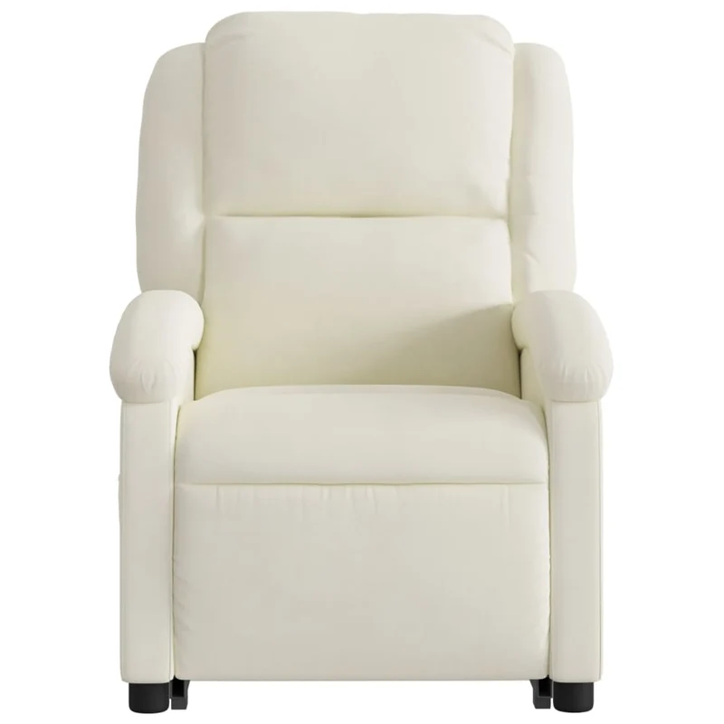 Fauteuil de relaxation TV fonction massage inclinable levage électrique en velours crème DEC026898
