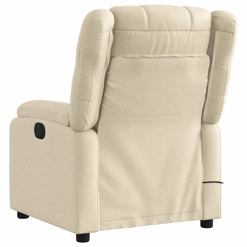 Fauteuil de relaxation TV fonction massage inclinable 6 points de massage en tissu crème DEC026891