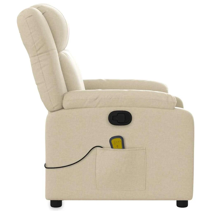 Fauteuil de relaxation TV fonction massage inclinable 6 points de massage en tissu crème DEC026891