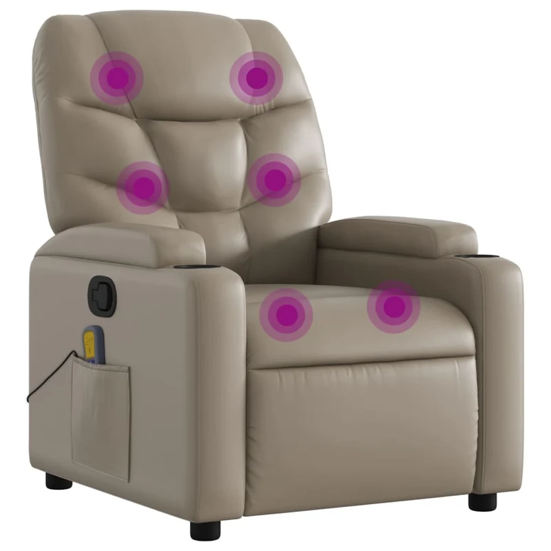 Fauteuil de relaxation TV fonction massage inclinable en PVC couleur cappuccino DEC026883