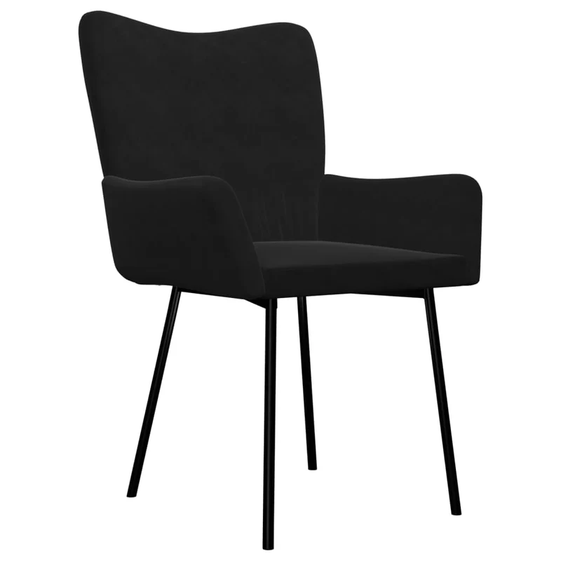 Set de 2 chaises de salle à manger avec accoudoirs en tissu velours noir DEC025567