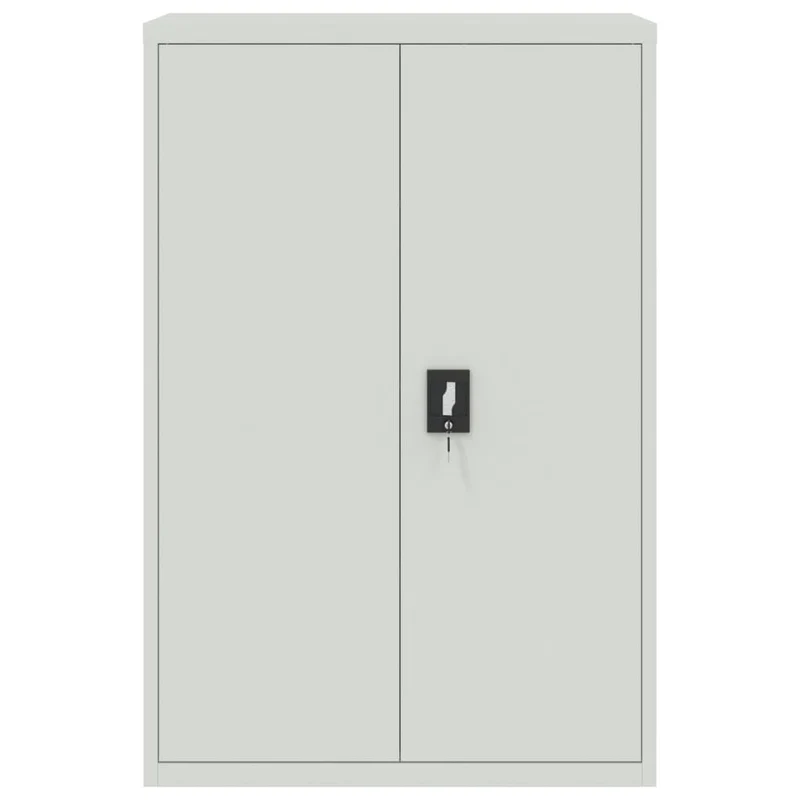 Meuble de bureau armoire de rangement avec 2 portes et 3 étagères réglables 90 x 40 x 140 cm en acier gris DEC024456