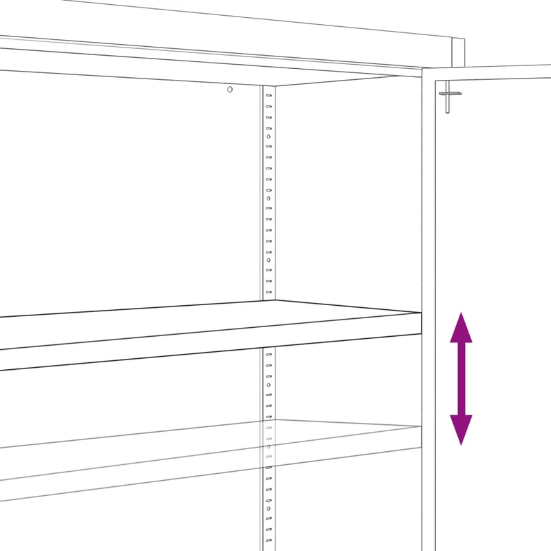 Meuble de bureau armoire de rangement avec 2 portes et 3 étagères réglables 90 x 40 x 140 cm en acier gris DEC024456