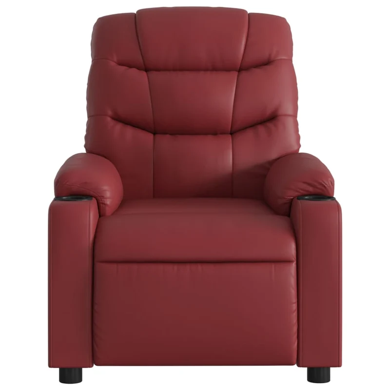 Fauteuil de relaxation TV fonction massage inclinable électrique 6 points de massage en PVC rouge bordeaux DEC027244