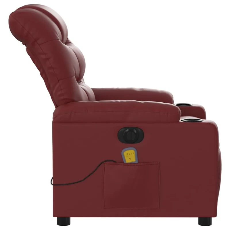 Fauteuil de relaxation TV fonction massage inclinable électrique 6 points de massage en PVC rouge bordeaux DEC027244