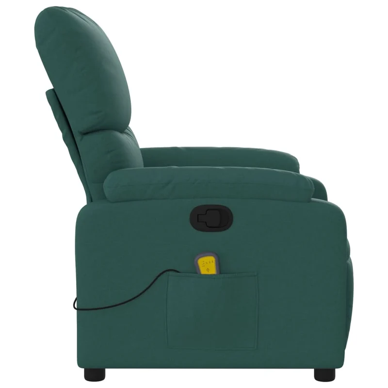 Fauteuil de relaxation TV fonction massage inclinable 6 points de massage en tissu vert foncé DEC027127