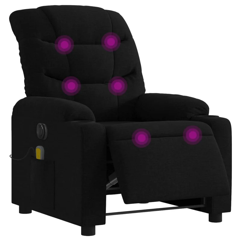 Fauteuil de relaxation TV fonction massage inclinable électrique 6 points de massage en tissu noir DEC027227