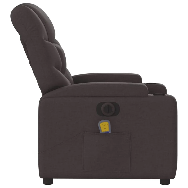 Fauteuil de relaxation TV fonction massage inclinable électrique 6 points de massage en tissu marron foncé DEC027190