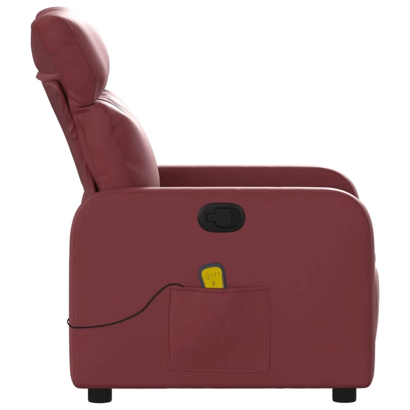 Fauteuil de relaxation TV fonction massage inclinable 6 points de massage en PVC bordeaux rouge DEC027084