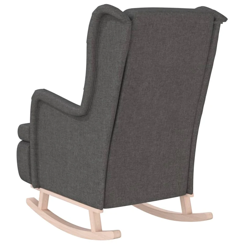 Fauteuil lounge design moderne avec pieds à bascule en bois d'hévéa en tissu gris foncé DEC026827