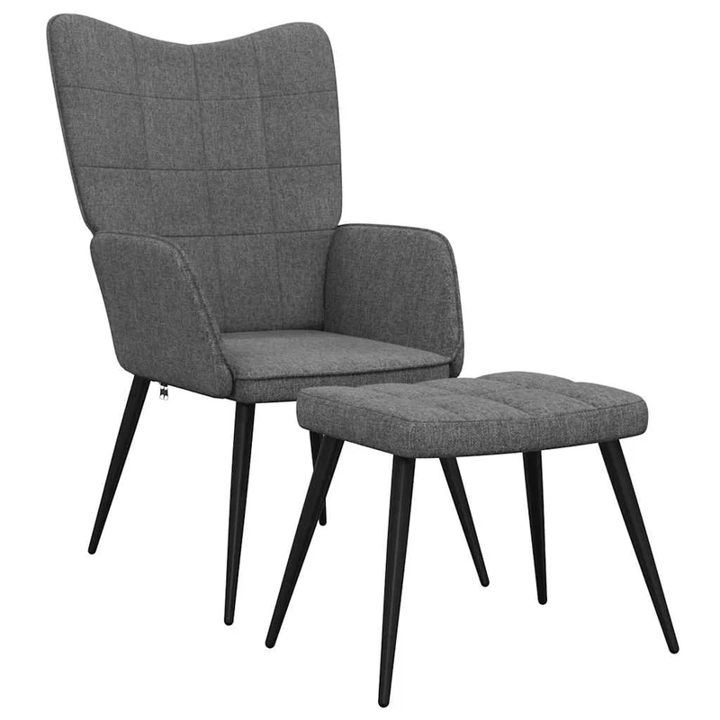 Chaise de canapé design moderne avec repose-pieds en tissu gris foncé DEC026582