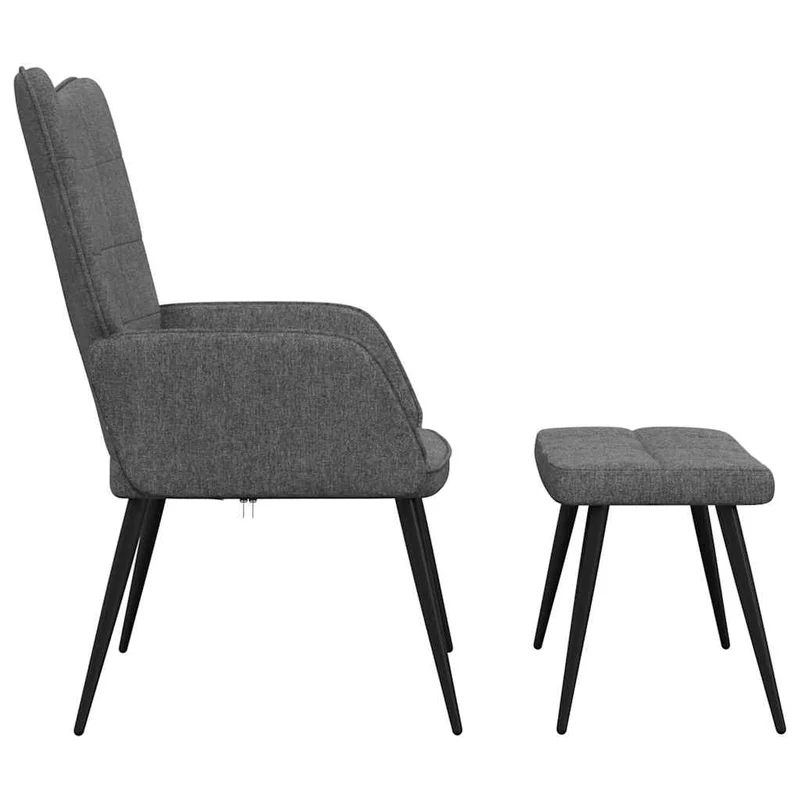 Chaise de canapé design moderne avec repose-pieds en tissu gris foncé DEC026582