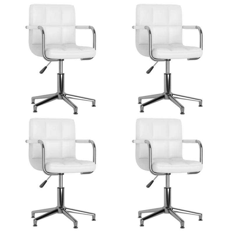 Lot de 4 chaises de salle à manger siège pivotant hauteur réglable en PVC blanc DEC025324