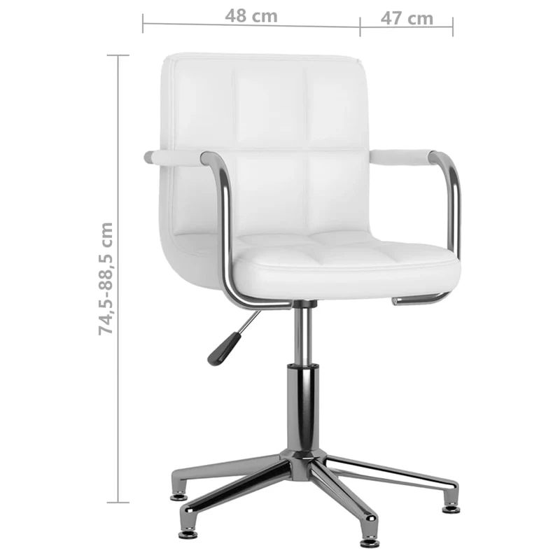 Lot de 4 chaises de salle à manger siège pivotant hauteur réglable en PVC blanc DEC025324