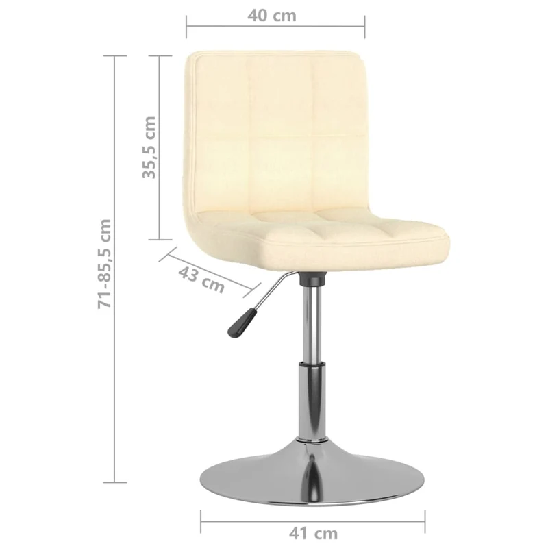 Lot de 2 chaises de salle à manger siège pivotant hauteur réglable en tissu crème DEC025216