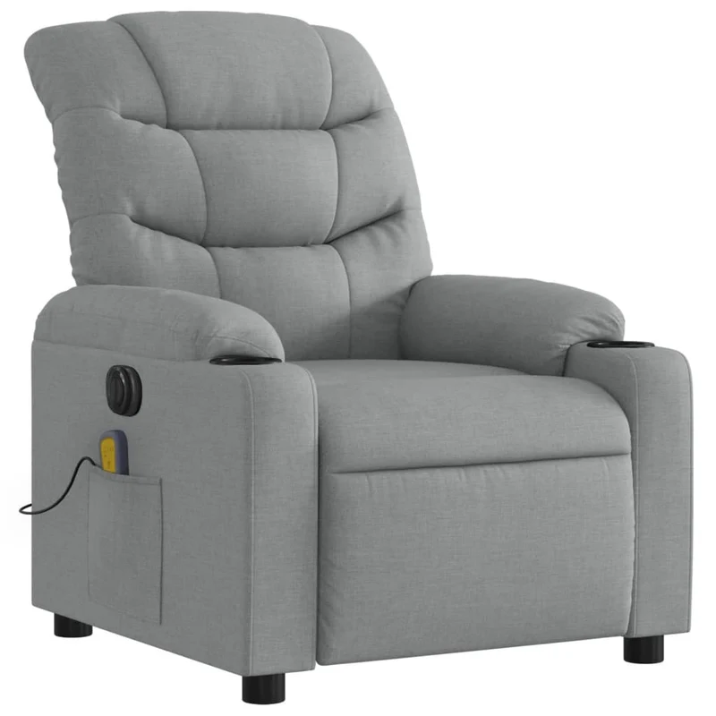 Fauteuil de relaxation TV fonction massage inclinable électrique 6 points de massage en tissu gris clair DEC027162