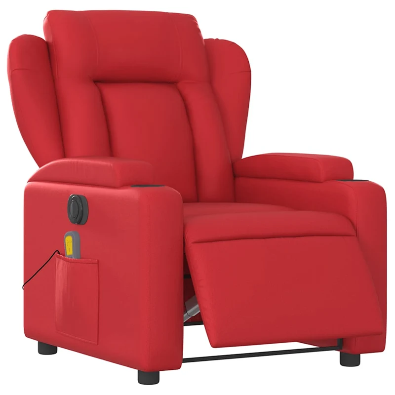 Fauteuil de relaxation TV fonction massage inclinable électrique 6 points de massage en PVC rouge DEC027261