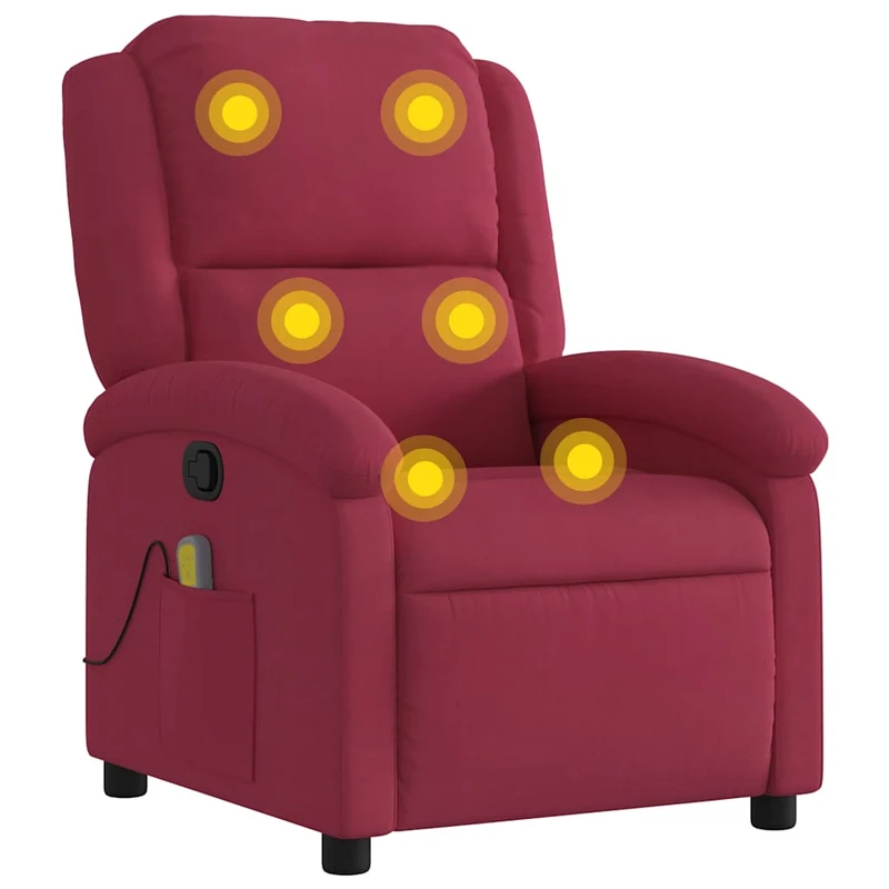 Fauteuil de relaxation TV fonction massage inclinable 6 points de massage en velours rouge bordeaux DEC027099