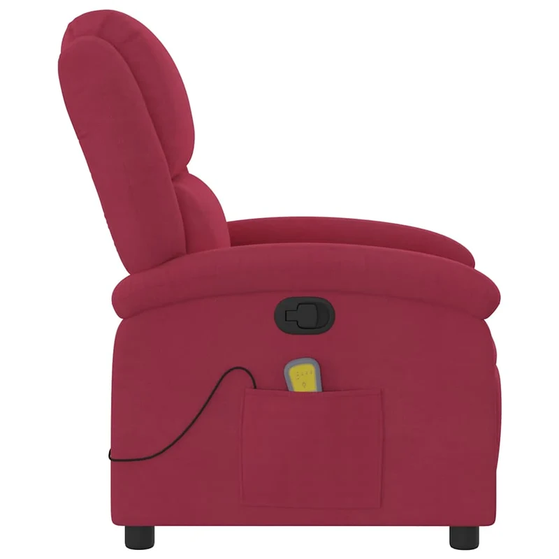 Fauteuil de relaxation TV fonction massage inclinable 6 points de massage en velours rouge bordeaux DEC027099